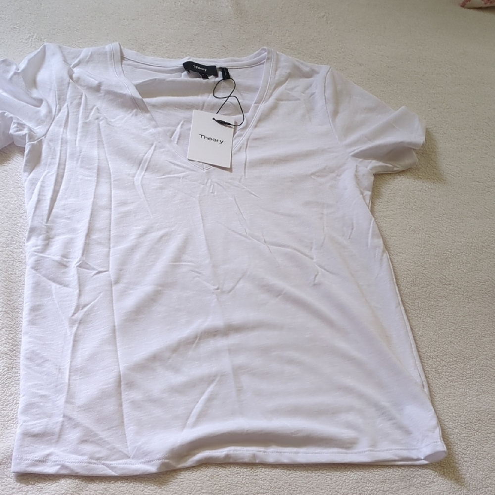 Theory Crisp White V-Neck Tee